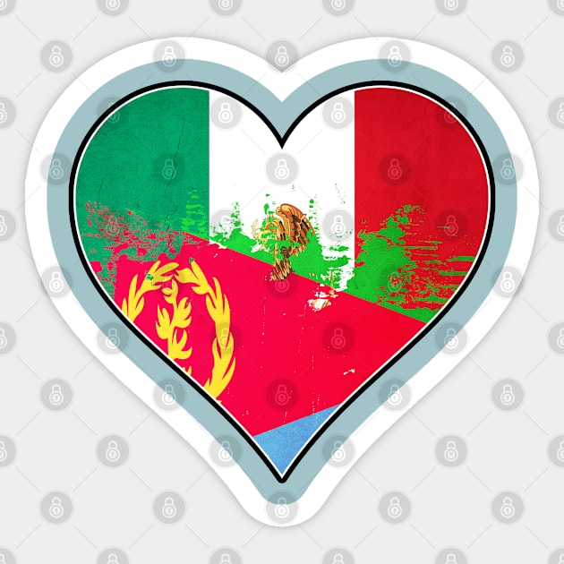 Mexican and Eritrean Heart Mix Heritage Flag Sticker by Just Rep It!!